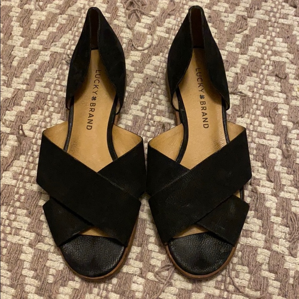 Black cross straps flats